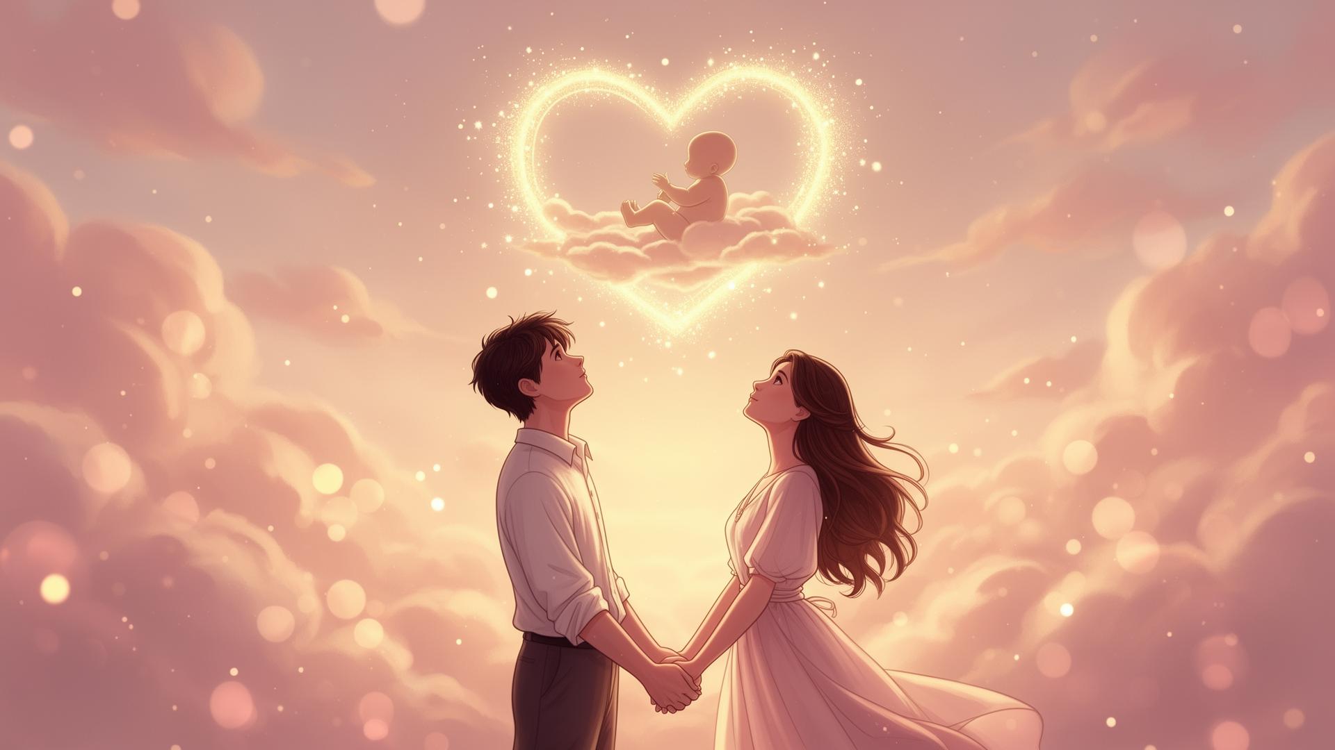 Casal romântico imaginando seu futuro filho